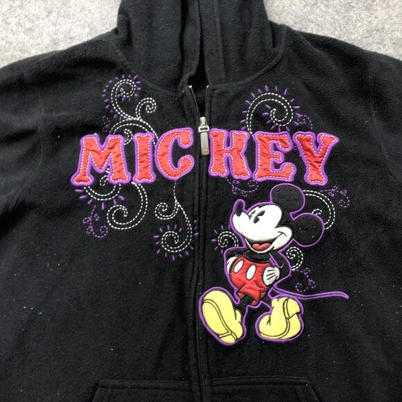 Disney Mickey Mouse Hoodie Womens 2XL Black Zip Up Fleece Sweatshirt Plus Size - Picture 5 of 13